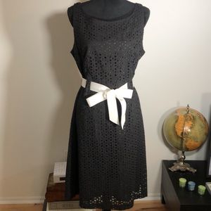 Little Black Dress with white Ribbon Belt